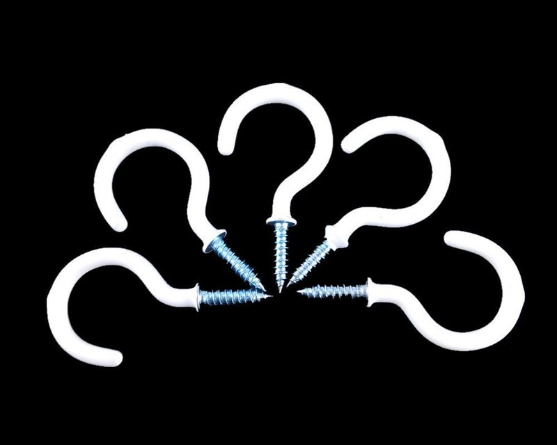 Yueton 50pcs Vinyl Coated Screw-in Ceiling Hooks Cup Hooks (White) - Image 2